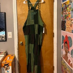 Green Patchwork Overalls
